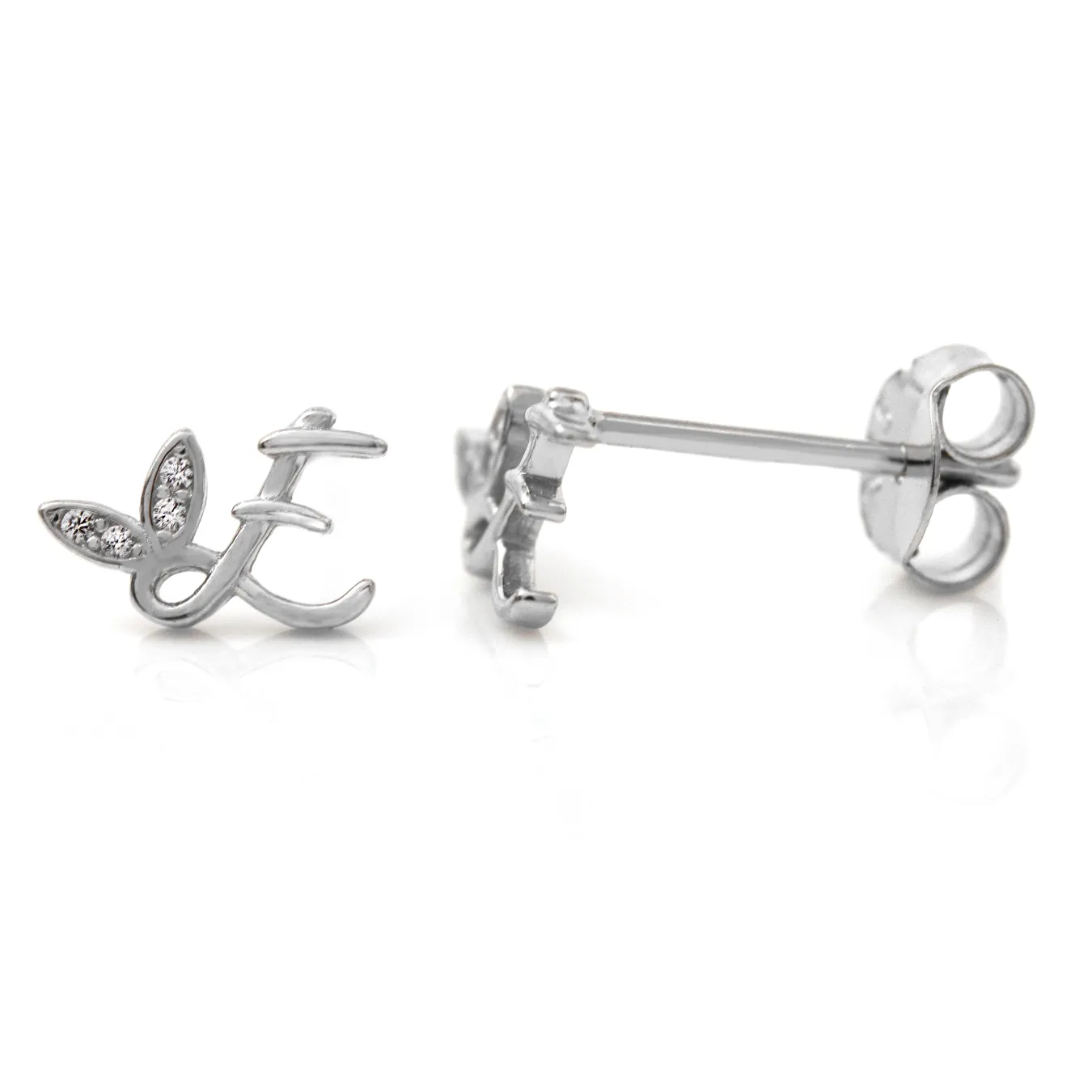 Winged Initial Earrings - Sterling Silver