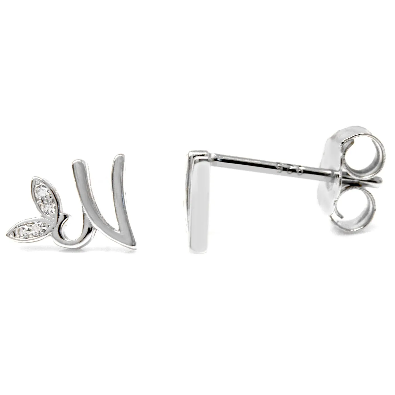 Winged Initial Earrings - Sterling Silver