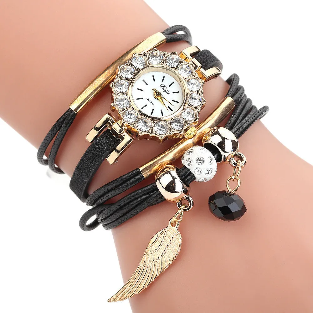 Women Luxury Bracelet Flower Gemstone Wristwatch