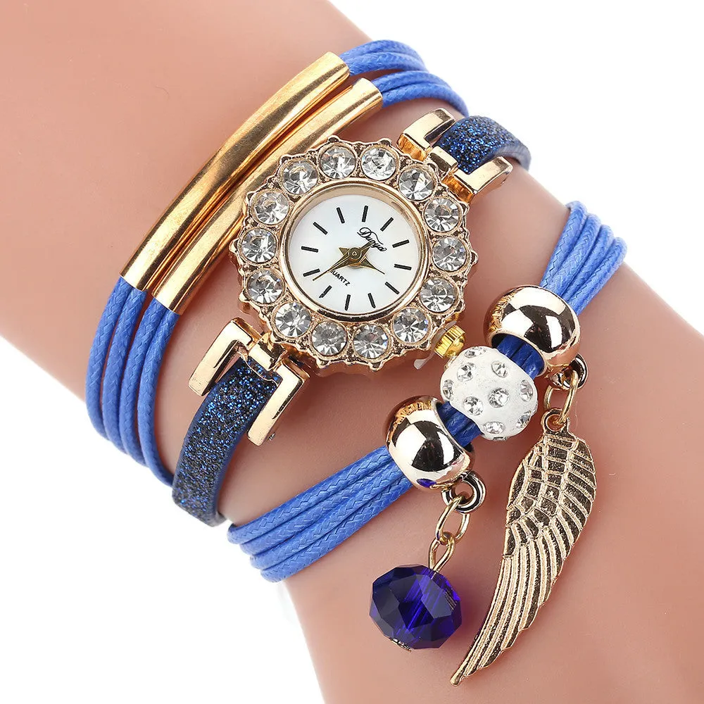 Women Luxury Bracelet Flower Gemstone Wristwatch