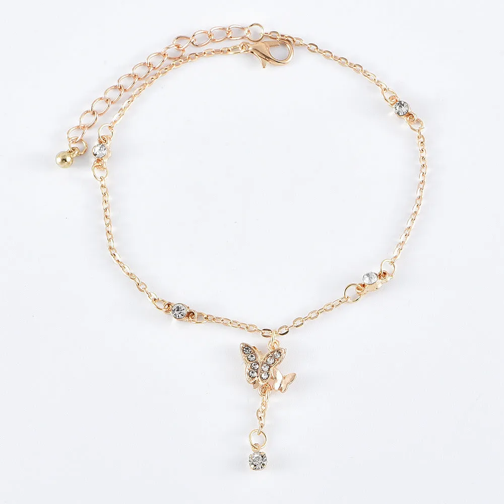 Women's Fashion Butterfly Love Multilayer Anklet