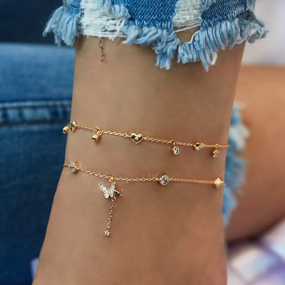 Women's Fashion Butterfly Love Multilayer Anklet