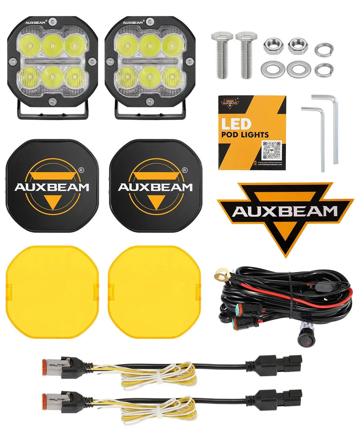 XP-ULTRA Series 3 Inch 84W LED Combo Pod Light Off Road Lights with White DRL&Amber Turn Signal Light